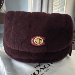 COACH CE720 Pillow Madison Shoulder Bag Sangria/Burgundy Shearling